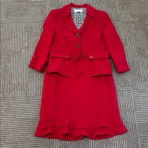 Tahari Arthur S. Levine Red Blazer and Skirt Suit Set, size 14